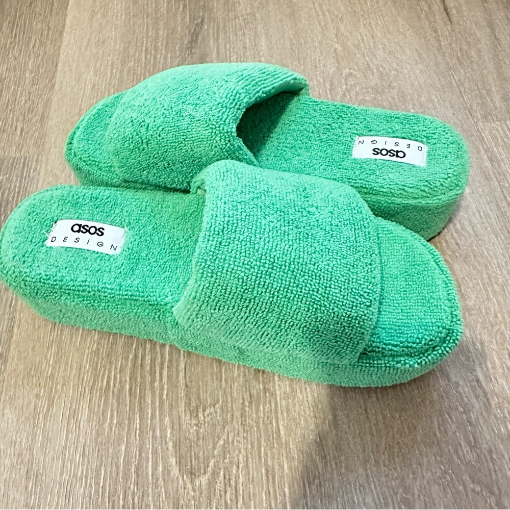 ASOS platform green sandals